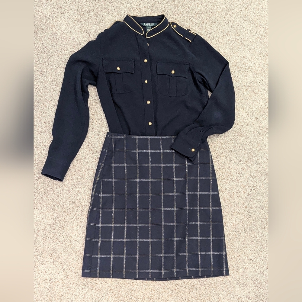 Ralph Lauren Navy Military Blouse - Picture 4 of 5
